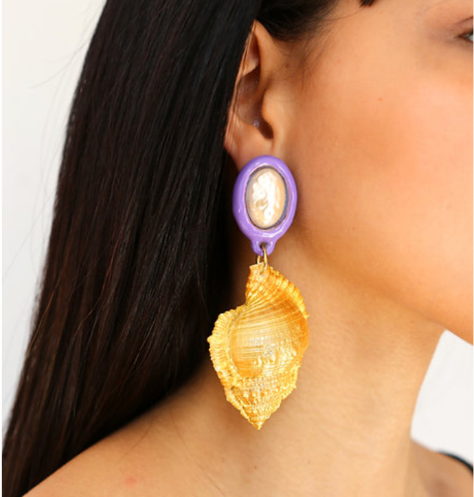 Aretes Miss Saint Tropez Purple and Gold