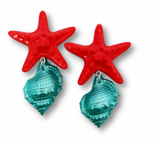 Aretes Le Splash Coral and Turquoise